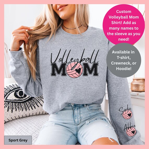 Custom Volleyball Shirt Team Mom Apparel Game Day Match Outfit Sports Fan Spirit Wear Player Support Parent Hoodie Tshirt Crewneck