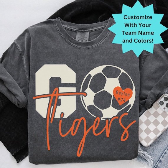 Custom Soccer Mom Shirt Game Day Shirt Soccer Team Spirit Wear Custom Jersey Number Soccer Soccer Mama Shirt Personalized Team Gear Gift