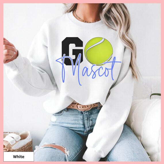 Custom Tennis Sweatshirt Custom Mascot Shirt Personalized Tennis Sweater Custom School Mascot Sweatshirt Tennis Mom Shirt