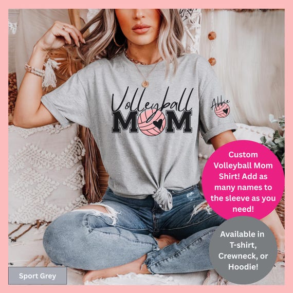 Volleyball Mom Shirt Team Mom Apparel Game Day Match Outfit Sports Fan Spirit Wear Player Support Parent Hoodie Tshirt Crewneck