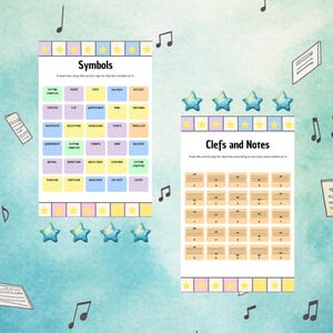 Símbolos y términos: Hojas de trabajo de teoría musical para estudiantes de música de nivel intermedio. 7 páginas. Herramientas de teoría musical imprimibles para profesores.