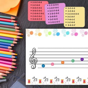 Sew a Melody Music Theory Activity Pages for Beginners Treble and Bass Clef