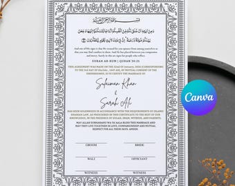 Editable Nikkah Certificate Printable Nikkah Contract Muslim Marriage Certificate Islamic Nikkahnama Nikah Nama Nikkah Agreement Nikkah Gift