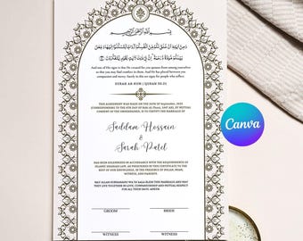 Islamic Marriage Contract A4, Editable Nikkah Certificate Template (Digital Download)