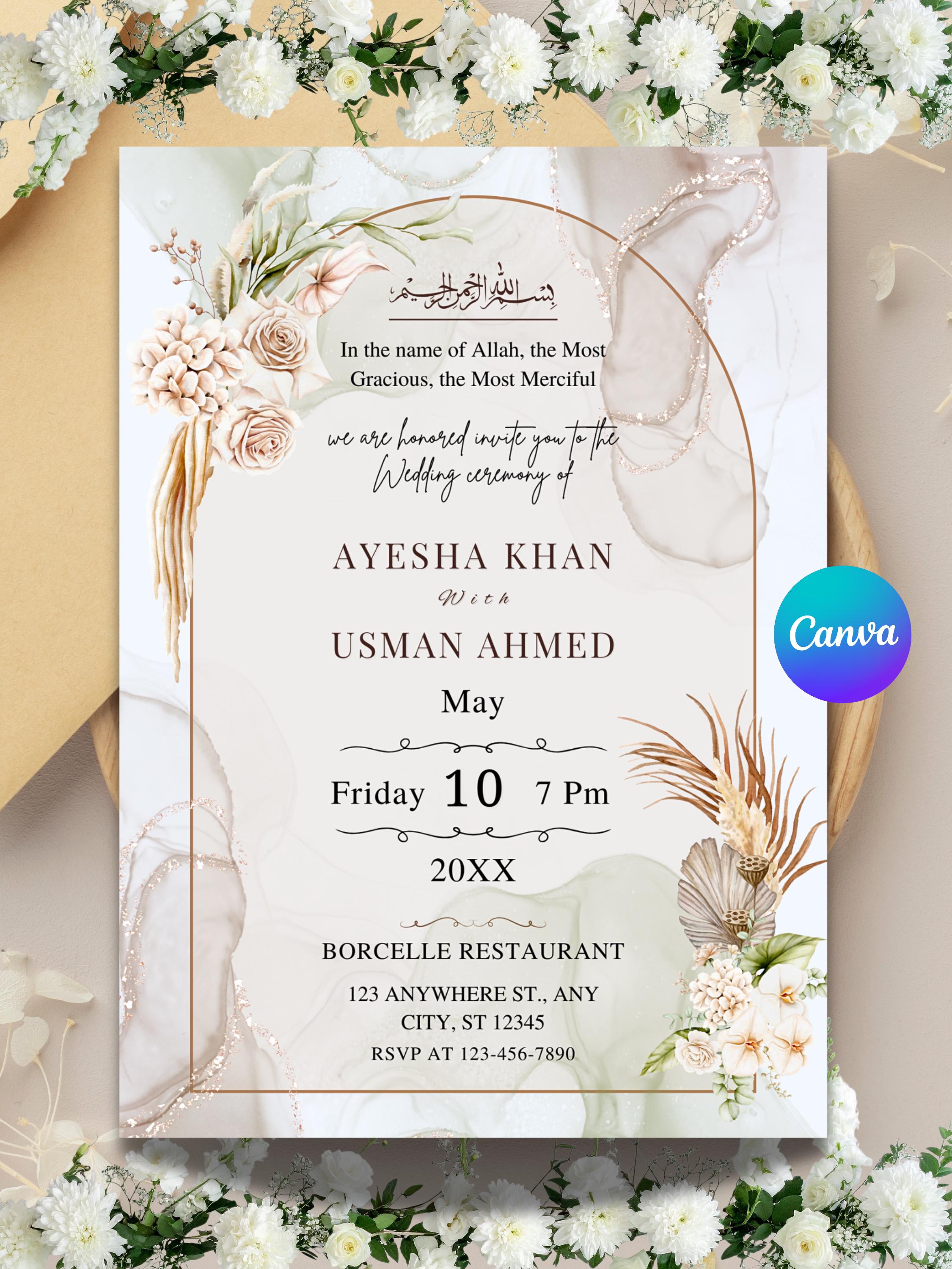 Nikkah Wedding Invitation Digital - Etsy, image size:2250x3000