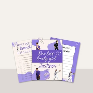 One Less Lonely Girl Bachelorette Party Bundle | Editable Justin Theme | Printable Signs, Games & Itinerary | Canva Template