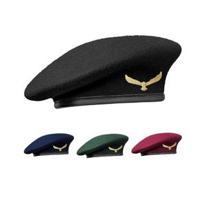 Sivi Woolen Army Style Cap: Che Guevara Inspired Beret with Metal Eagle Badge