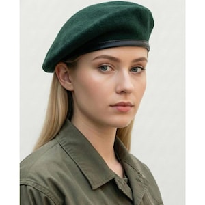Sivi Wool Parisian Beret - Che Guevara Inspired Army Style French Beret GREEN