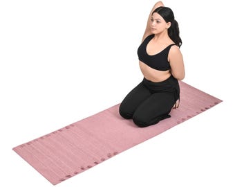Sivi Herbal Organic Cotton Yoga Mat: Hand-Woven Eco-Friendly Rug (24”x72”x5mm) - Rose Quartz