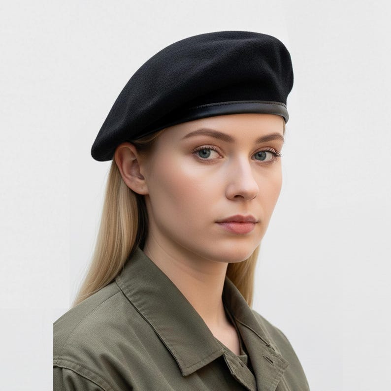 Sivi Wool Parisian Beret - Che Guevara Inspired Army Style French Beret BLACK