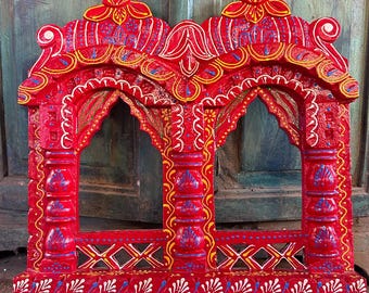 Hand-Painted Wooden Jharokha | Rajasthani Folk Art Wall Decor jaipur Jaisalmer frame