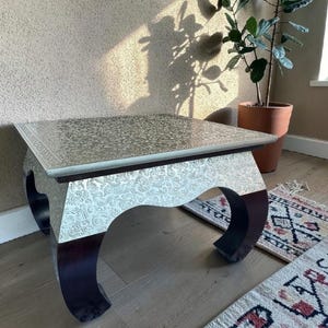 Handmade Silver Embossed Bajot Table Indian antique Stool Vintage Moroccan Style Coffee Table