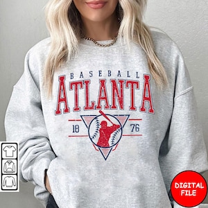 Atlanta Baseball 1876 PNG, Vintage Distressed Batter Clipart, Retro Atlanta Team Shirt Graphic, Classic Baseball Digital Download
