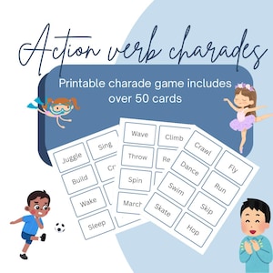 Juego de charadas con verbos de acción