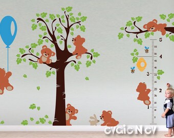 Bears Growth Chart Wall Decals - Wall for Nursery and Kids Room - PLTBRS070