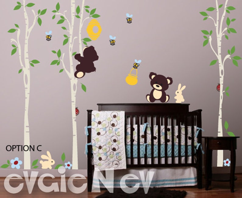 Wall Decals Nursery  Teddy Bears with Honey Pot Wall Decals  image 3