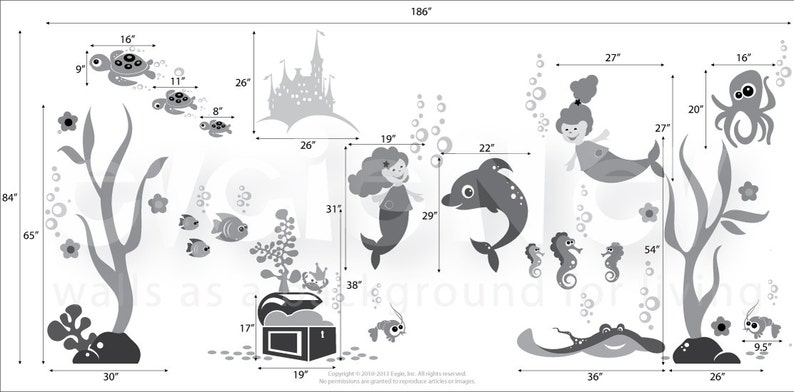 Under the Sea Nursery Wall Decals  Mermaids Underwater image 4