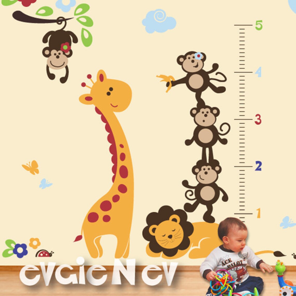 Jungle Wall Stickers Nursery Safari Stickers and Baby Wall Etsy
