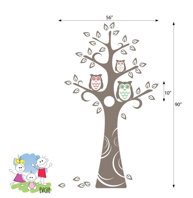 Tree Wall Decal Wall Sticker Tree Decal Owls and Tree Etsy