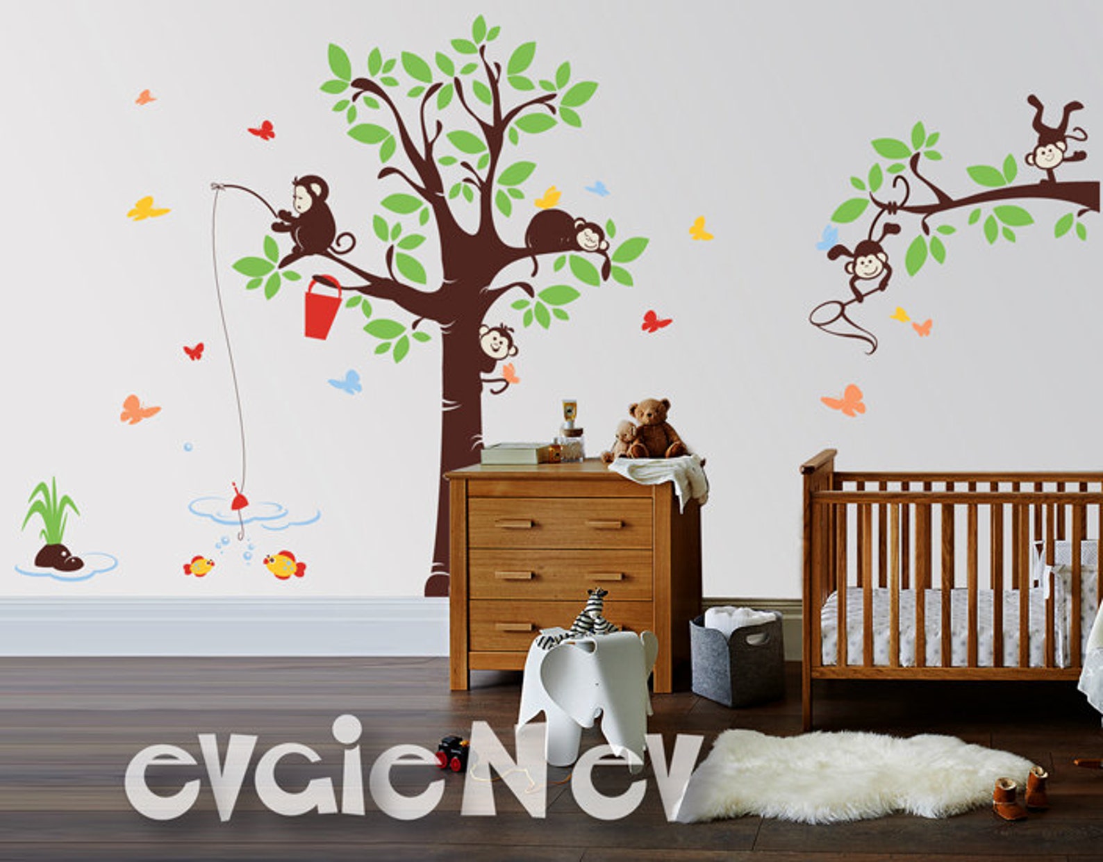 Playing Monkeys Wall Decal Nursery Wall Decals Acrobatic Etsy