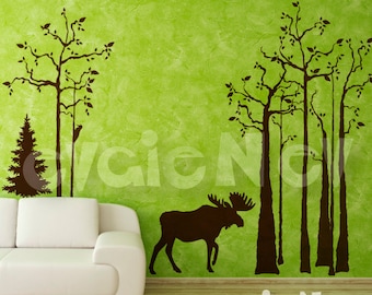 Moose Wall Decals - Trees Wall Decals and Wall Sticker - TRSD020