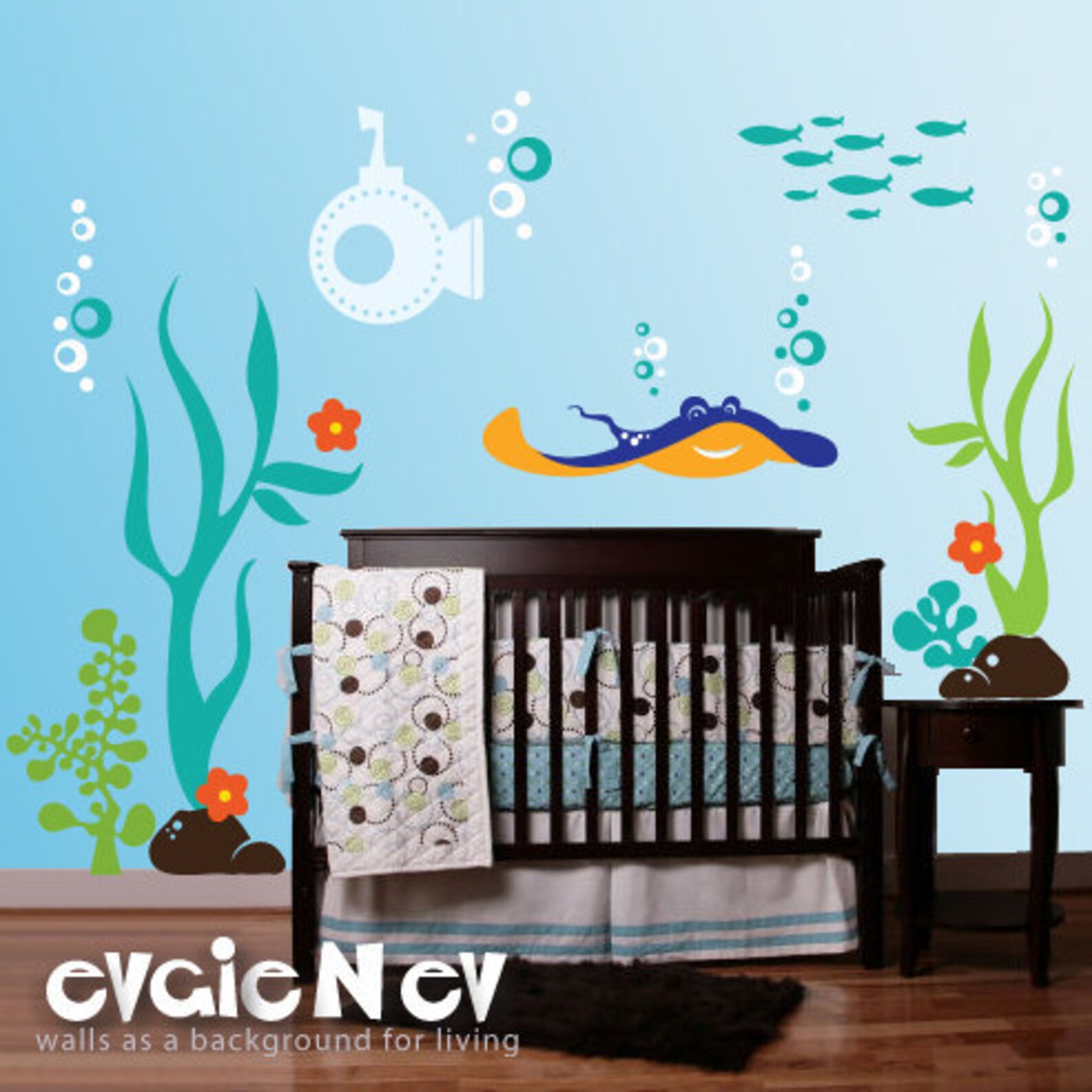 Underwater Wall Decals Fish Wall Sticker Underwater Theme Etsy