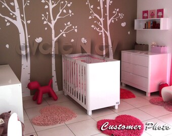 Birch Forest Wallpapers - Tree Wall Decals with Bonus FREE Birds Stickers - TRBR020R