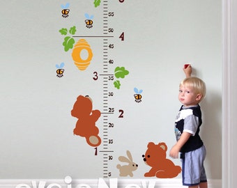 Teddy Bears Wall Growth Chart Ruler - Measuring Kids Height Wall Decor Decal - PLTBRS060
