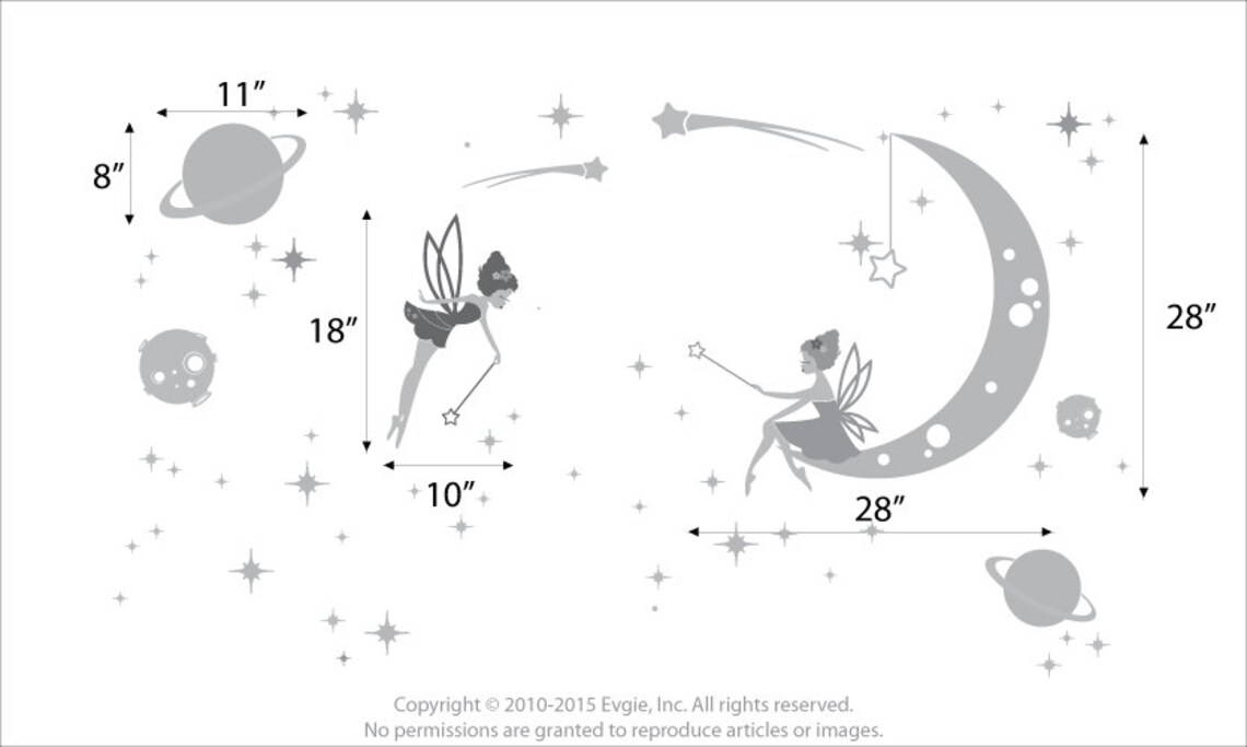 Moon and Stars Fairy Wall Decals Nursery Star Faries Wall Etsy