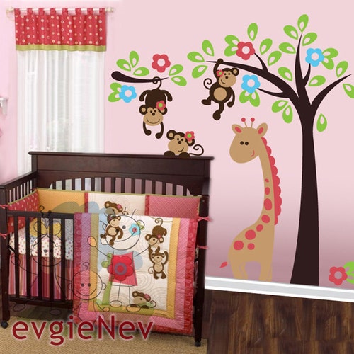 Monkeys Wall Decal, Nursery Wall Decal, Baby Nursery Decals, Jungle Wall Decal, Kids Wall Decals, Girls Wall Decal, Boys Wall decal PLSF020L