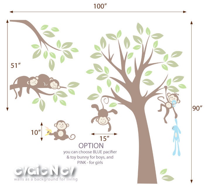 Monkeys Wall Stickers Monkey Stickers and Baby Monkey Etsy