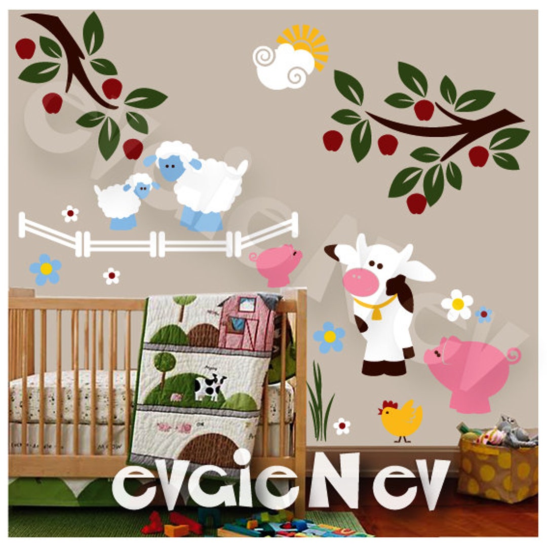 Farm Animals Wall Decals on the Farm Wall Stickers With Pig - Etsy