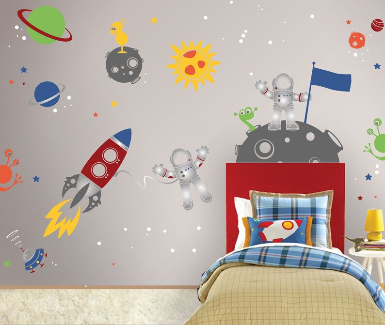 Outer Space Explorer Wall Decals  Astronauts and Aliens Option B
