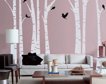 Birch Tree Wall Decal - White Tree Wall Decal - TRFR010R