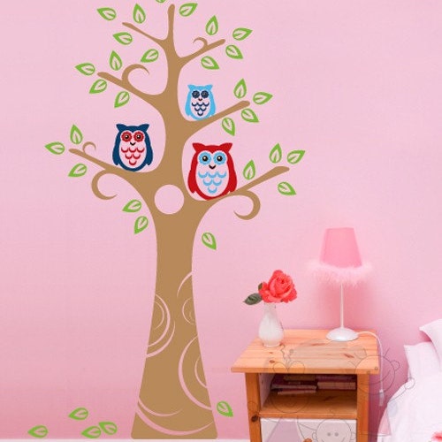 Owls Wall Decals - Nursery Owl Tree Wall Stickers - TROW010
