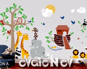 Wall Decals for Nursery - Giant Noah's Ark Wall Decals - Bible Nursery Decor, Religious Wall Art - PLNA040