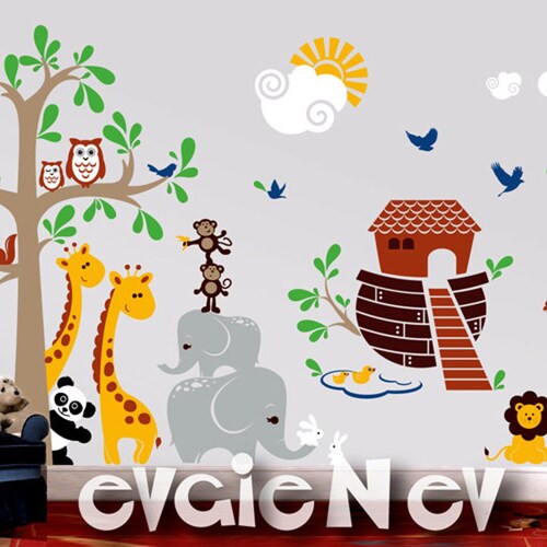 Wall Decals for Nursery - Giant Noah's Ark Wall Decals - Bible Nursery Decor, Religious Wall Art - PLNA040