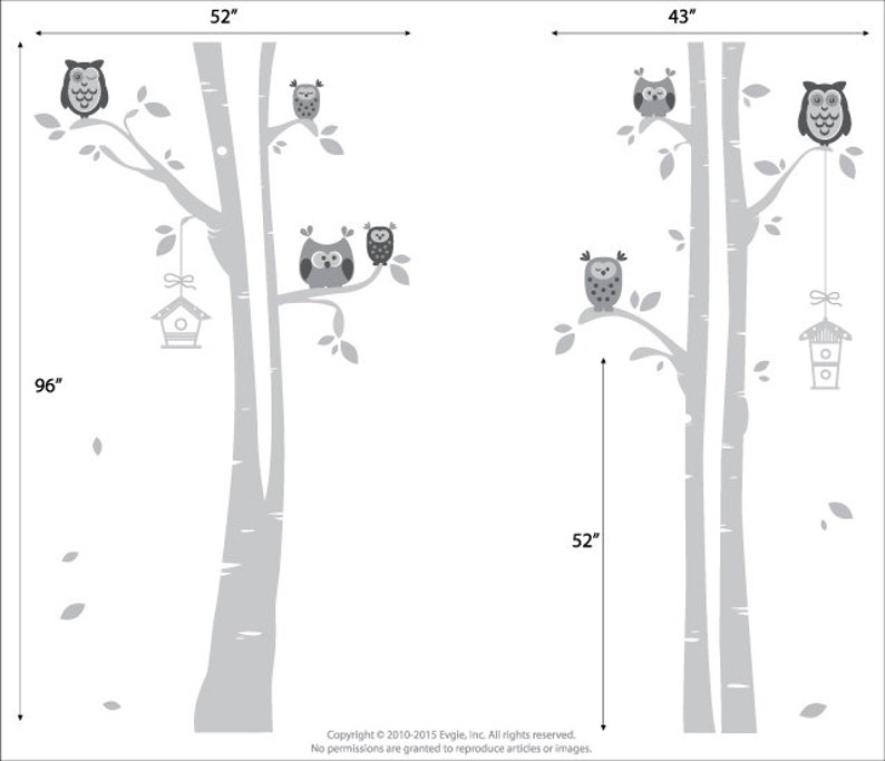 Owls and Birches Wall Decal for Nursery  Nursery Wall Decal image 3