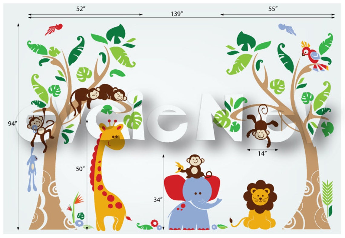 Jungle Safari Wall Decals Baby Wall Decals Nursery Wall Etsy UK