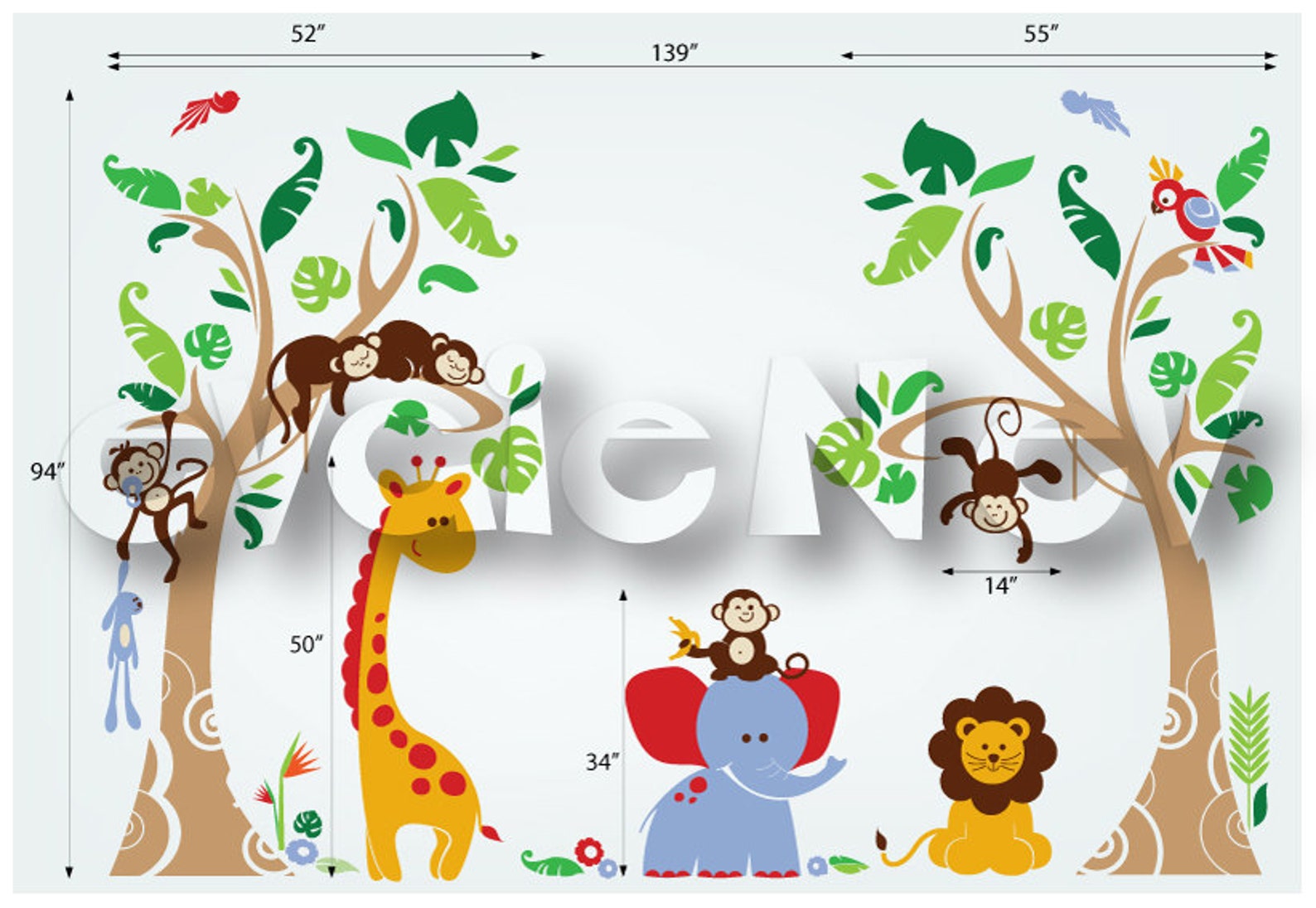 Jungle Safari Wall Decals Baby Wall Decals Nursery Wall Etsy