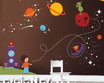 Outer Space Wall Decals, Boys Wall Decals - Wall Decals Nursery for Boys - PLOS010R - CHECK OUR SUMMER Deals!!!