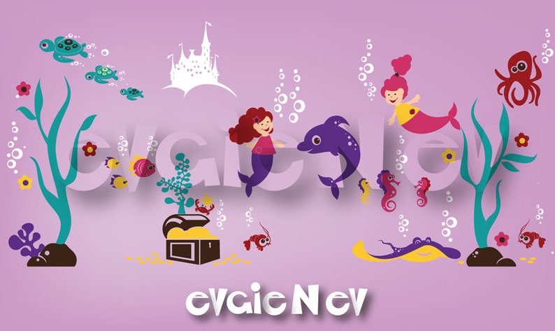 Under the Sea Nursery Wall Decals  Mermaids Underwater image 2