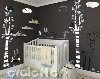 Delicate Woodland Wall Decals - Nursery Animals Wall Stickers - PLDW020L