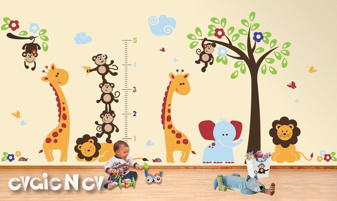 Jungle Wall Stickers Nursery Safari Stickers and Baby Wall Etsy
