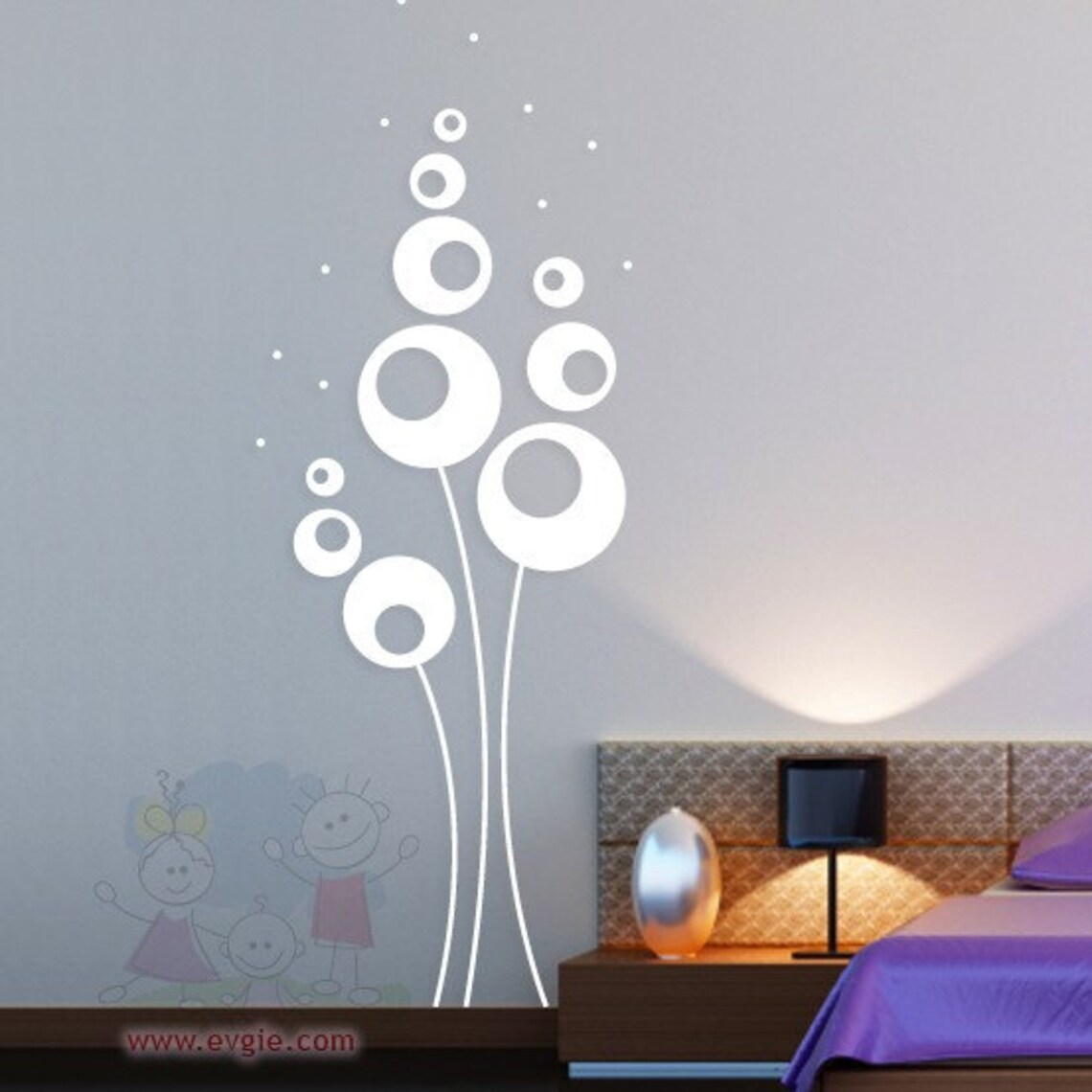 Abstract Flowers Vinyl Sticker Wall Decal Living Room Etsy
