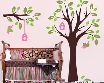 Children Wall Decal Wall Sticker Kids Wall decal Art - Birdland Tree with Birds - Children Wall Decals -TRBL030R