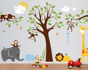 Jungle Safari Wall Decals, Baby Wall Decals, Nursery Wall Decals, Kids Wall Decals, Children Wall Decals - PLMG050