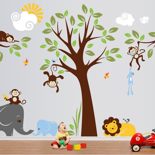 Jungle Safari Wall Decals Baby Wall Decals Nursery Wall Etsy
