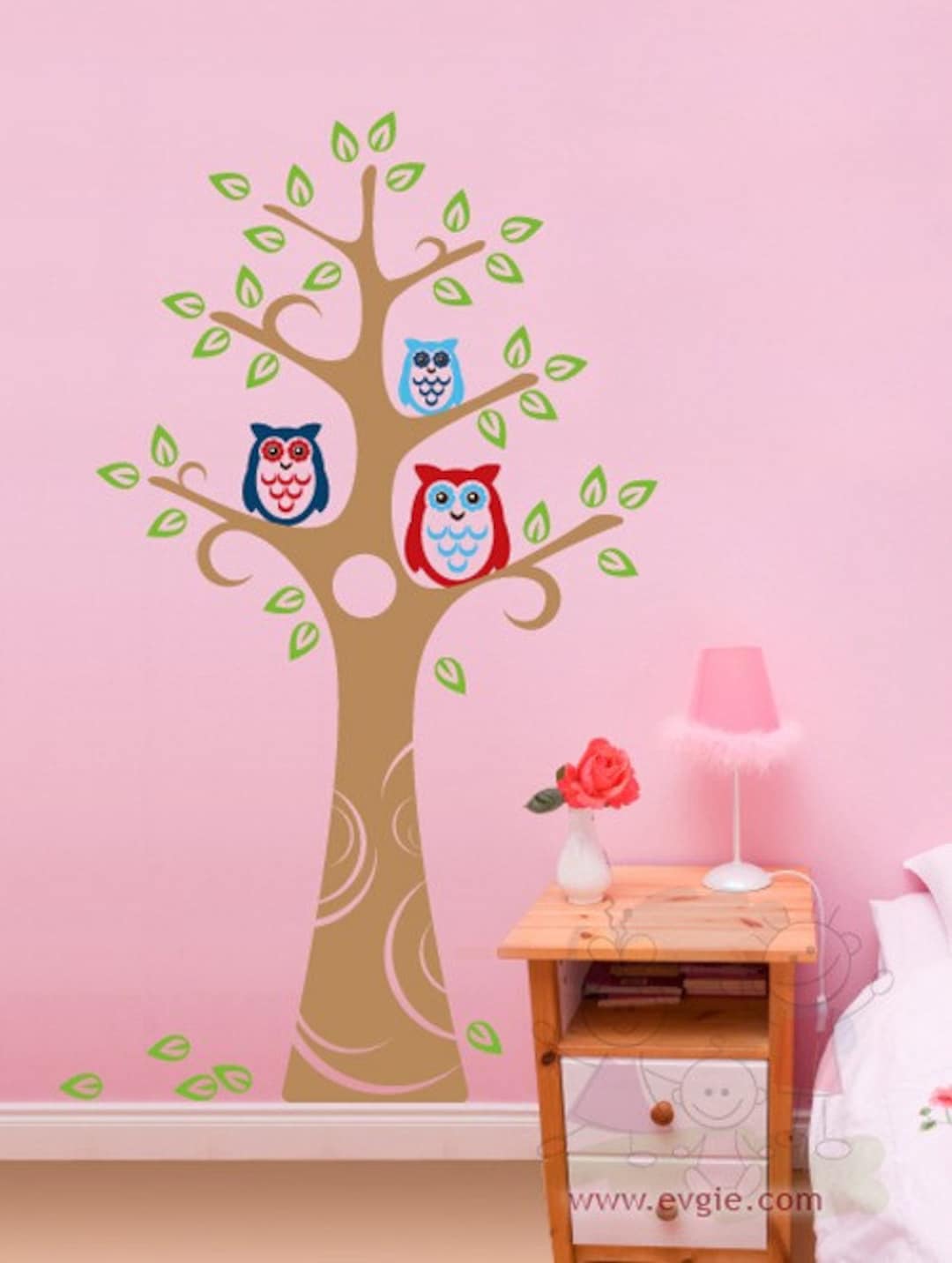 Owls Wall Decals Three Owl and the Tree Wall Stickers - Etsy