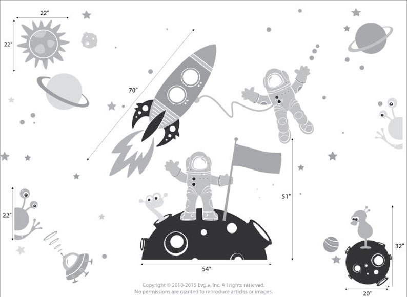 Outer Space Explorer Wall Decals  Astronauts and Aliens image 3